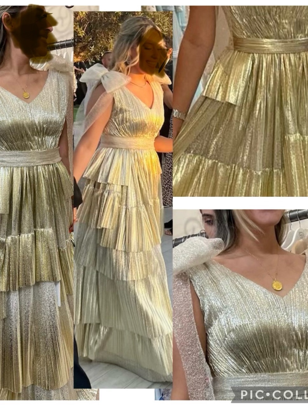 Metallic Gold/Silver Tiered Gown with dramatic Bow (copy of Tarik Ediz)